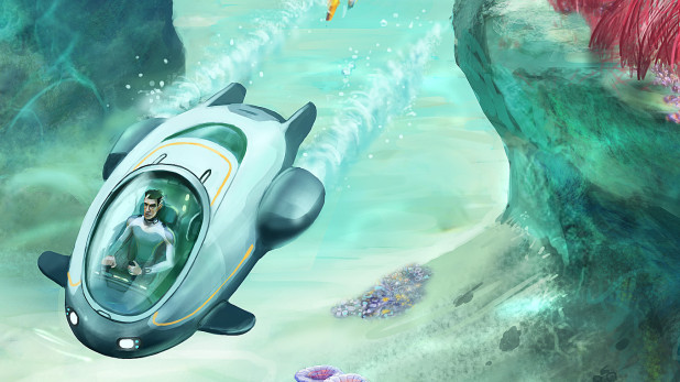 Detail from Coral Reef Zone 3 showing the player controlled submersible