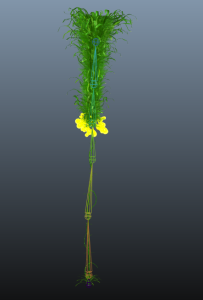 Animation bones overlaid upon an early Kelp forest model
